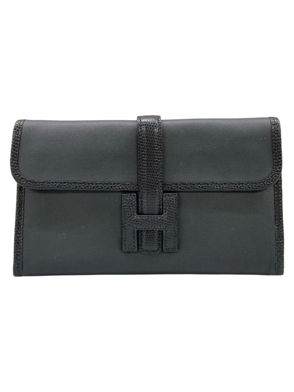 Hermes Bifold Wallet Jige Duo Black Leather